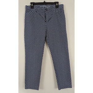 Khakis by Gap sz 8 Slim City Pants white & blue print stretchy 0266